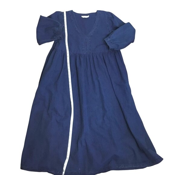 MADEWELL Denim Babydoll Maxi Dress XL Sylvia Dobby Blue Pockets Long Sleeve Boho - Picture 4 of 8